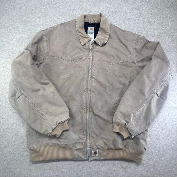 Vintage Carhartt J14 SDL Santa Fe Jacket 2XL Sandstone Duck Flannel Lined - Picture 1 of 10